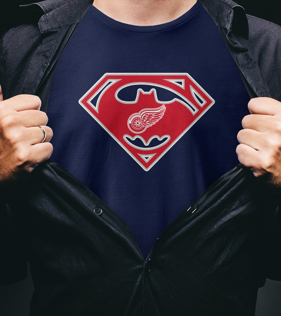 Detroit Red Wings Superman Batman Logo Mashup T-Shirt