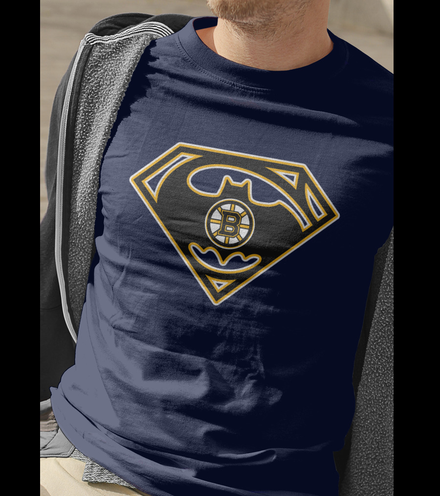 Boston Bruins Batman Superman Logo Fusion 157 T-Shirt