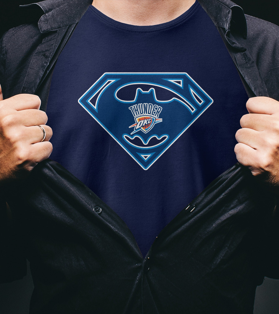 Thunder Okc Batman Superman Logo Mashup T-Shirt