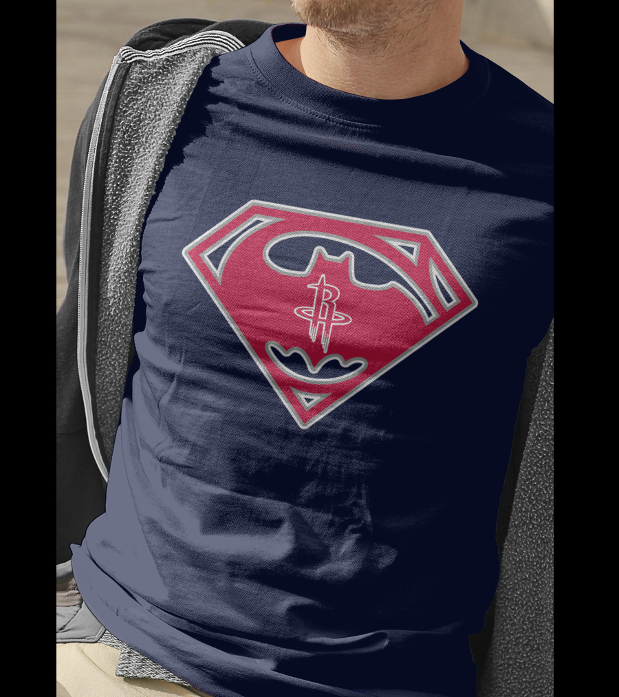 Houston Rockets Batman Superman Logo Mashup T-Shirt