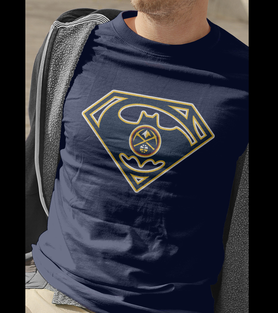 Denver Nuggets 183 Batman Superman Logo Fusion T-Shirt