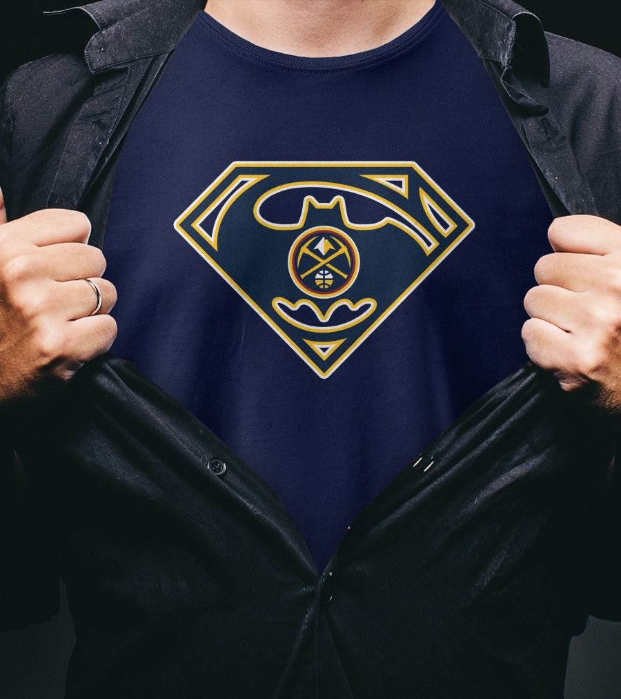 Denver Nuggets 183 Batman Superman Logo Fusion T-Shirt