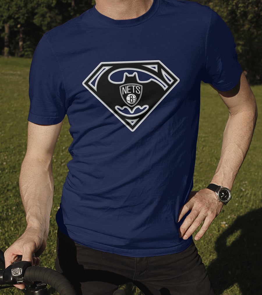 Brooklyn Nets Batman Superman Logo Mashup T-Shirt