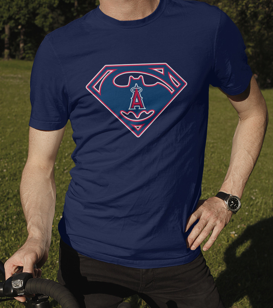 Los Angeles Angels Superman Batman Logo Mashup T-Shirt