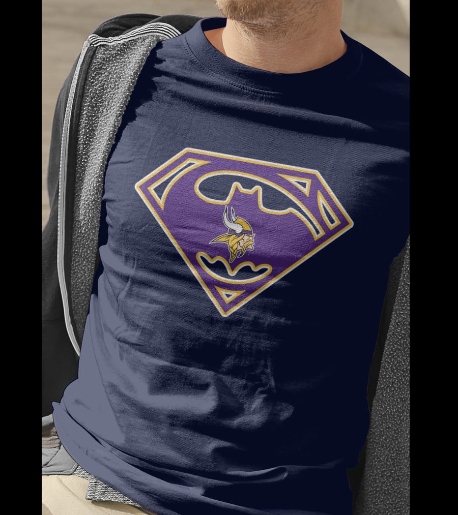 Minnesota Vikings Superman Batman Logo Mashup T-Shirt