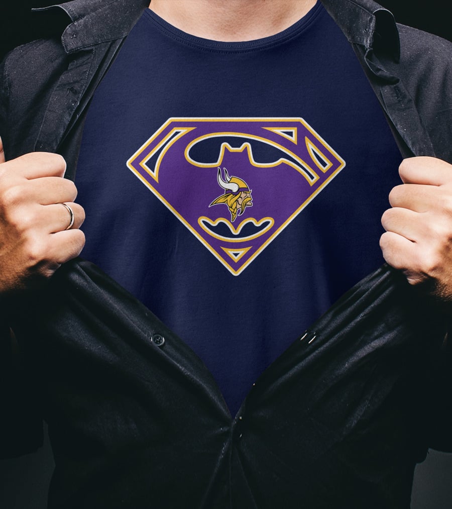 Minnesota Vikings Superman Batman Logo Mashup T-Shirt