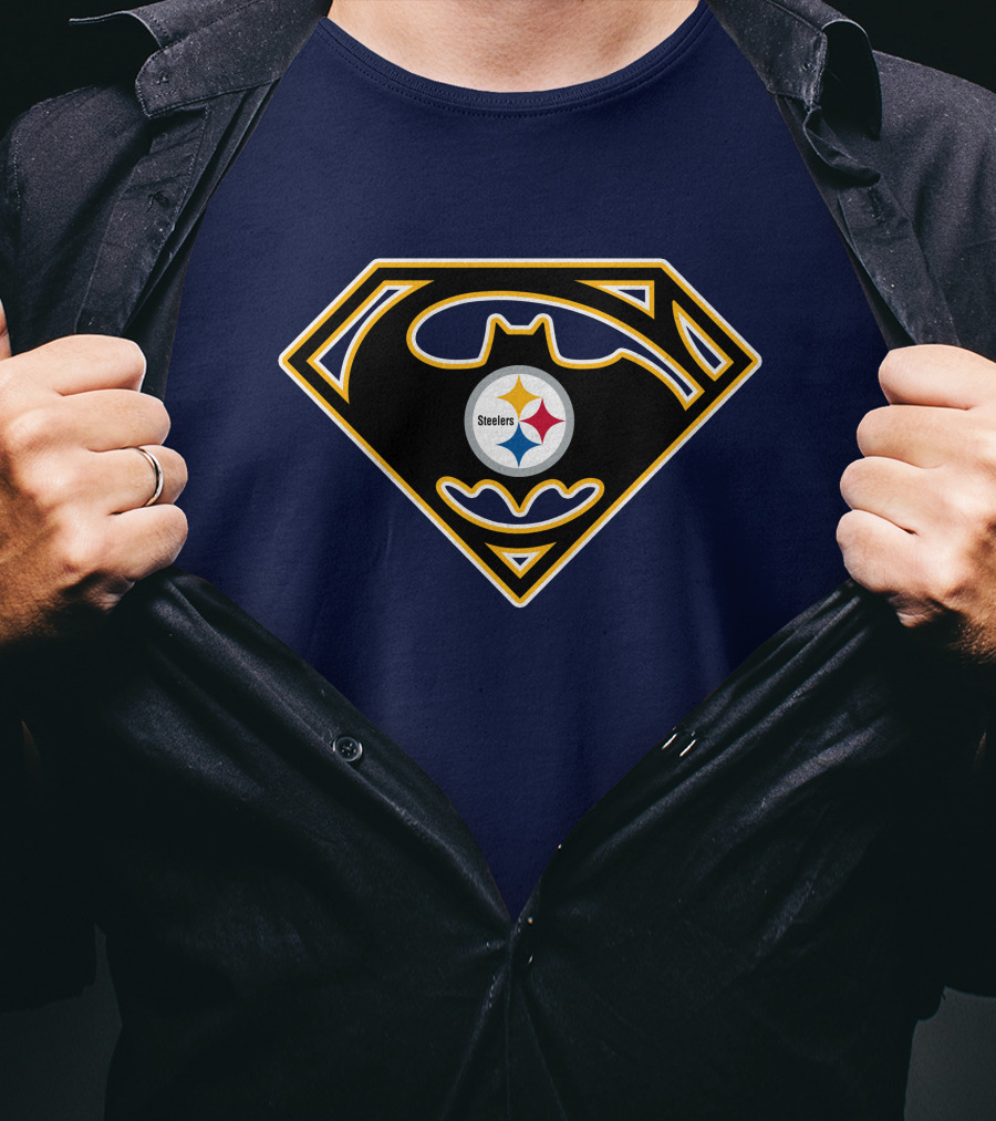 Pittsburgh Steelers Batman Superman Logo Fusion 224 T-Shirt