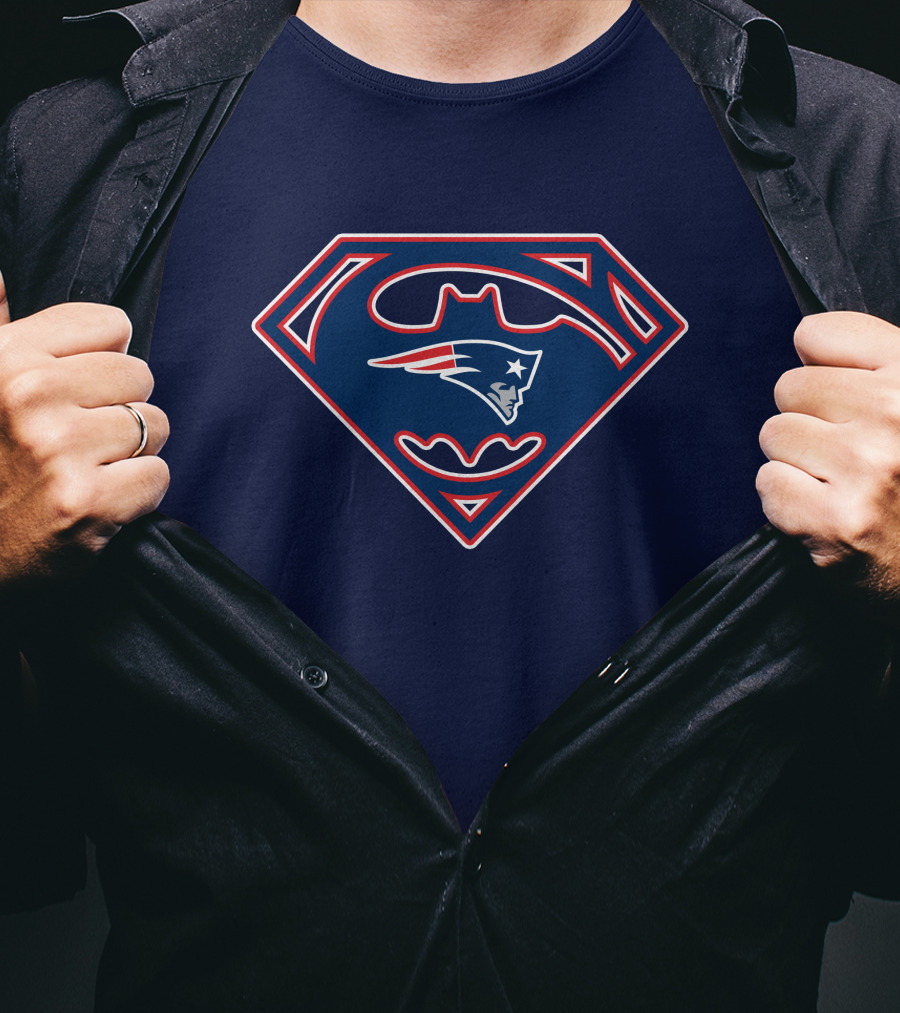 Superman Batman New England Patriots Combo T-Shirt