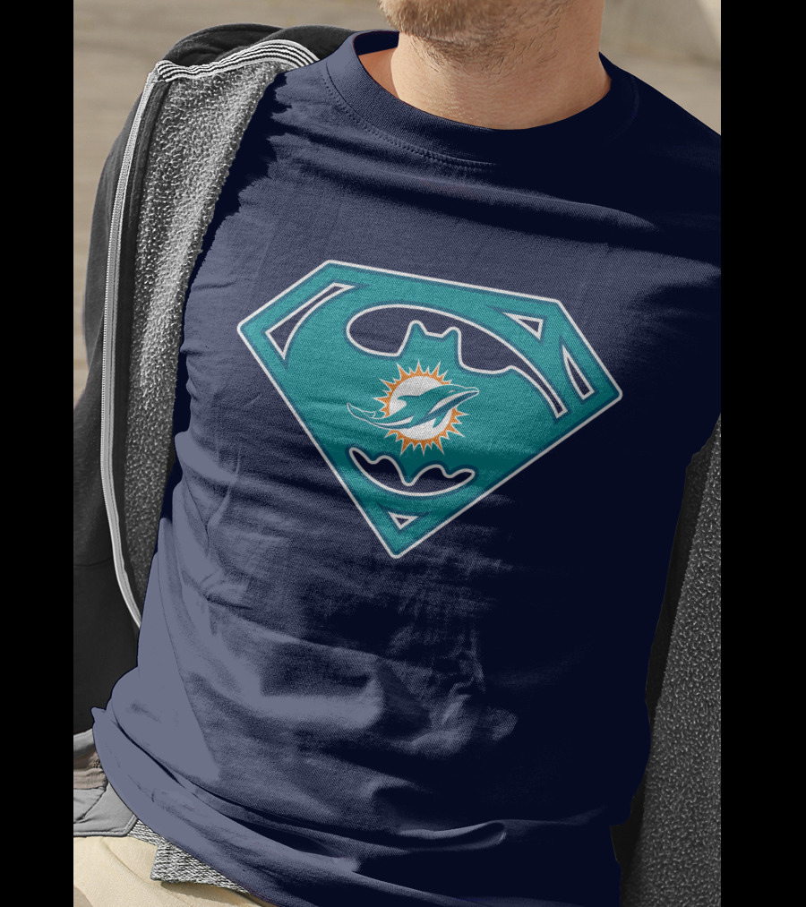 Miami Dolphins Superman Batman Logo Mashup T-Shirt