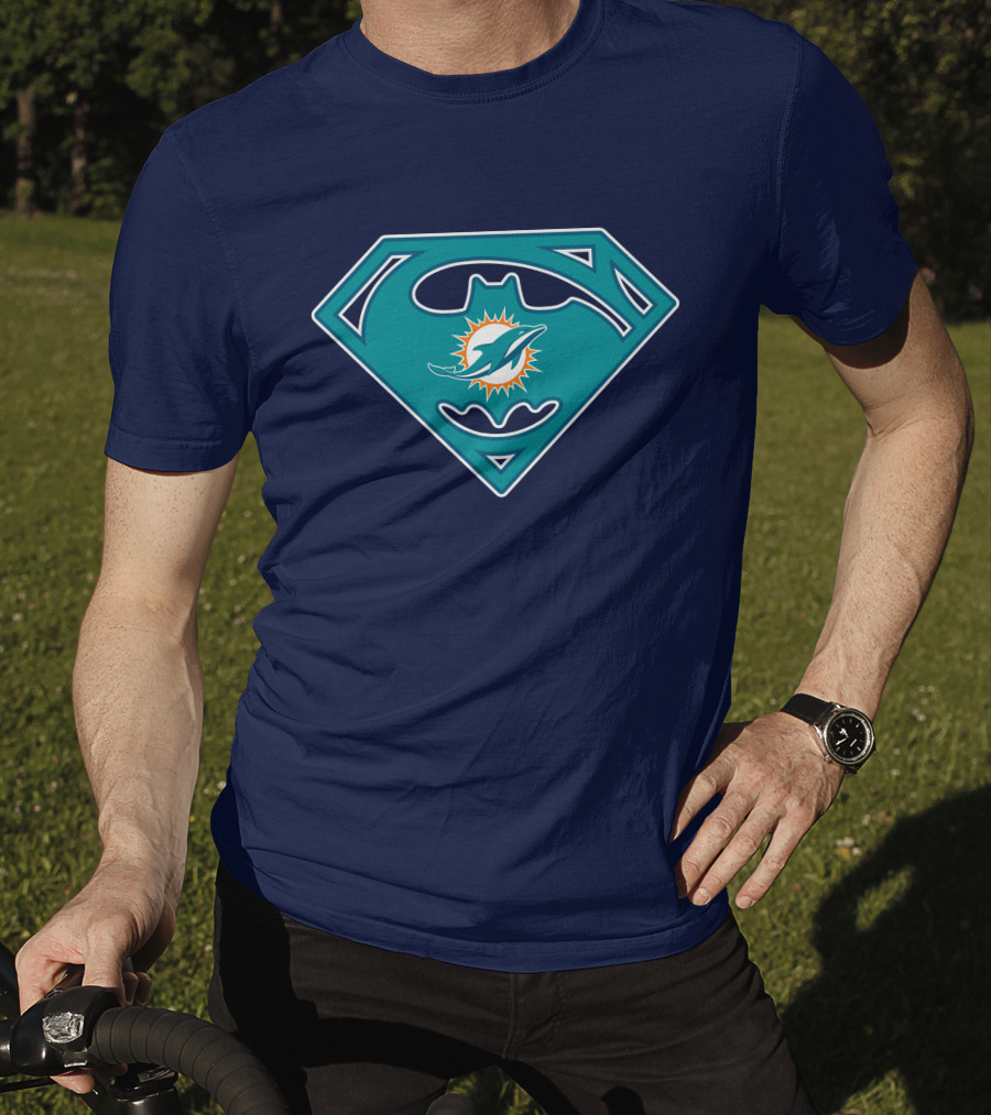 Miami Dolphins Superman Batman Logo Mashup T-Shirt