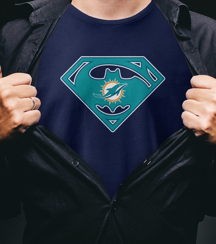Miami Dolphins Superman Batman Logo Mashup T-Shirt