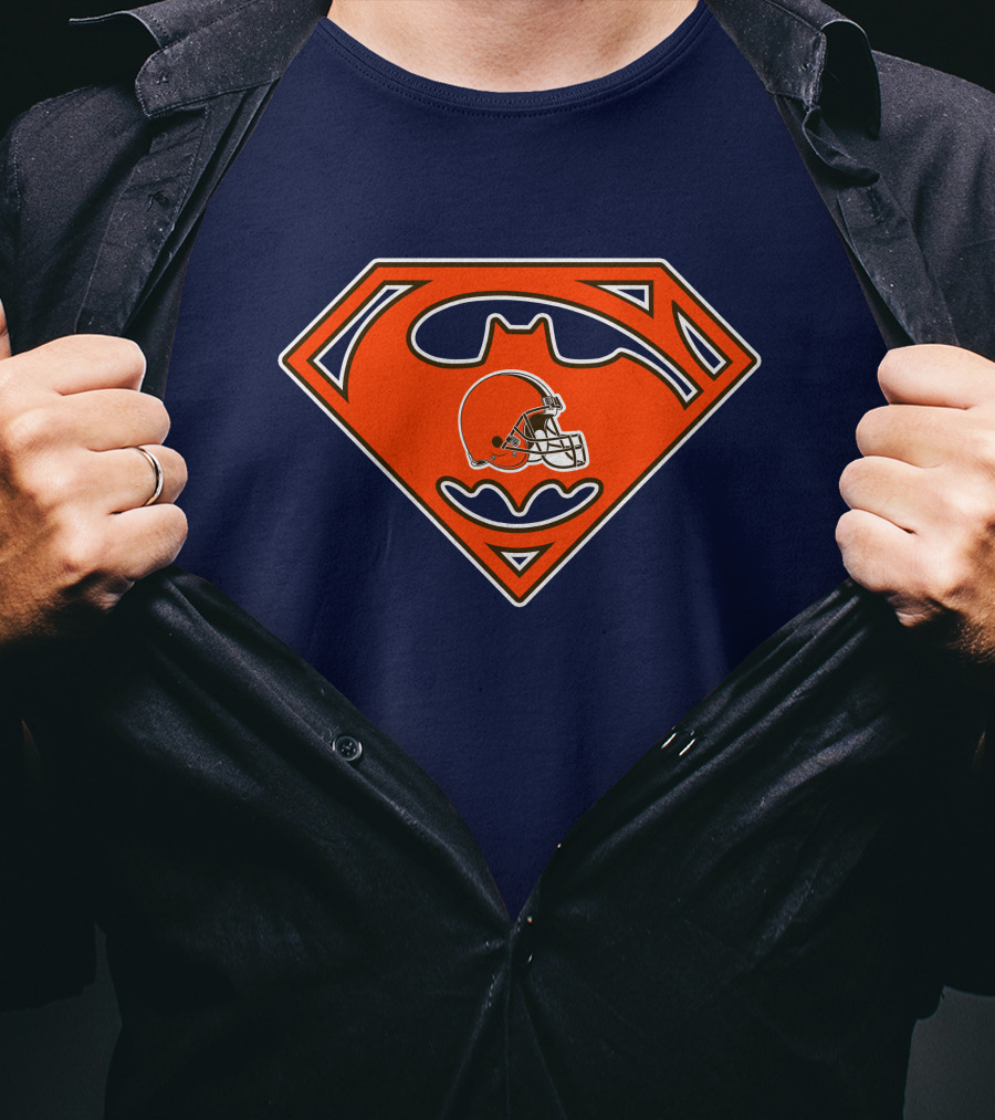 Cleveland Browns Superman Batman Logo Nfl Fan Helmet T-Shirt