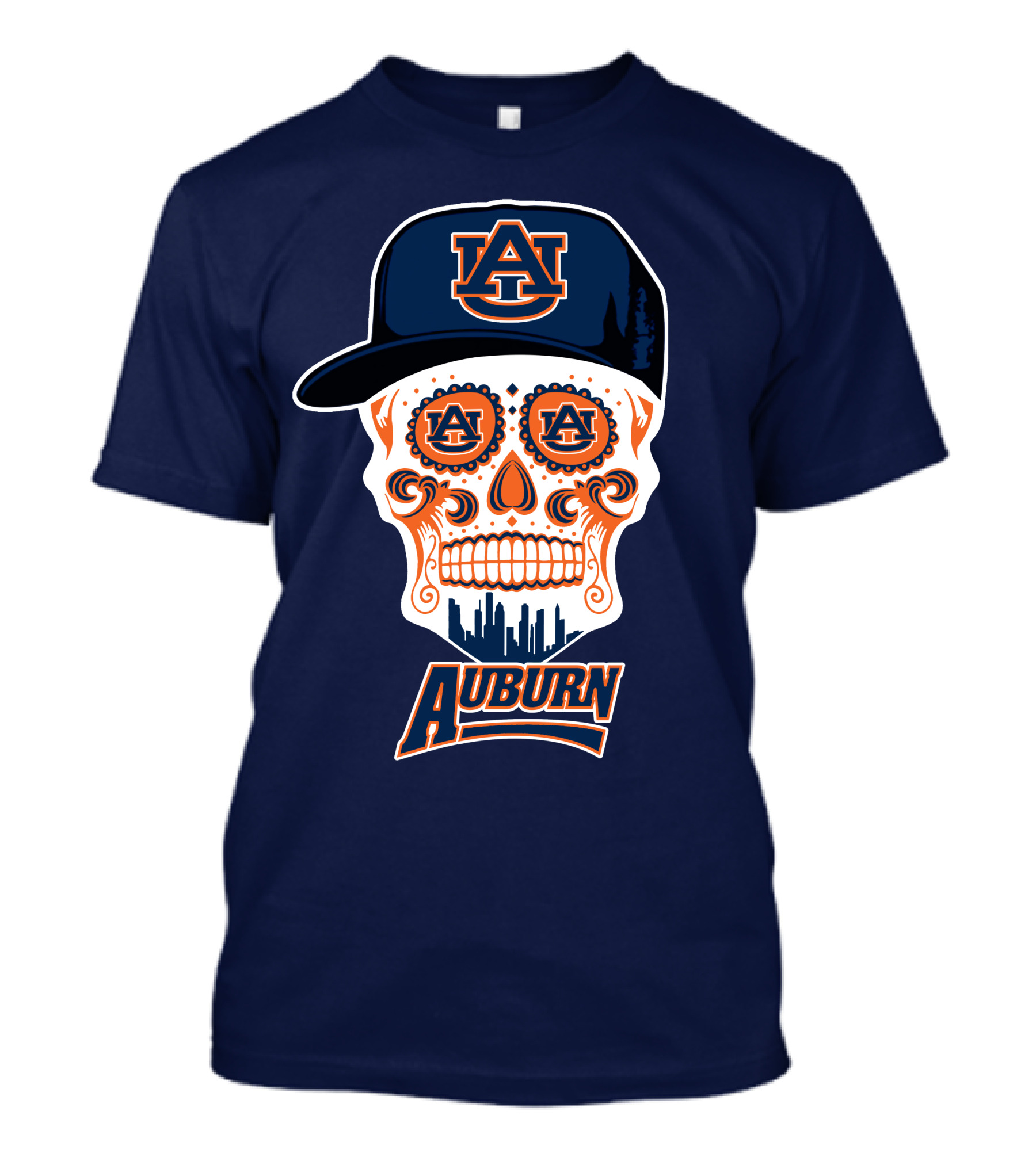 Auburn Tigers Skull With Au Logo And Cap T-Shirt