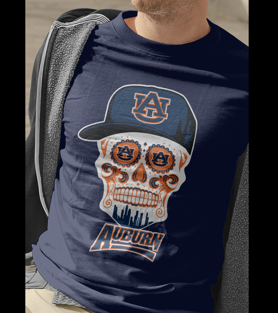 Auburn Tigers Skull With Au Logo And Cap T-Shirt