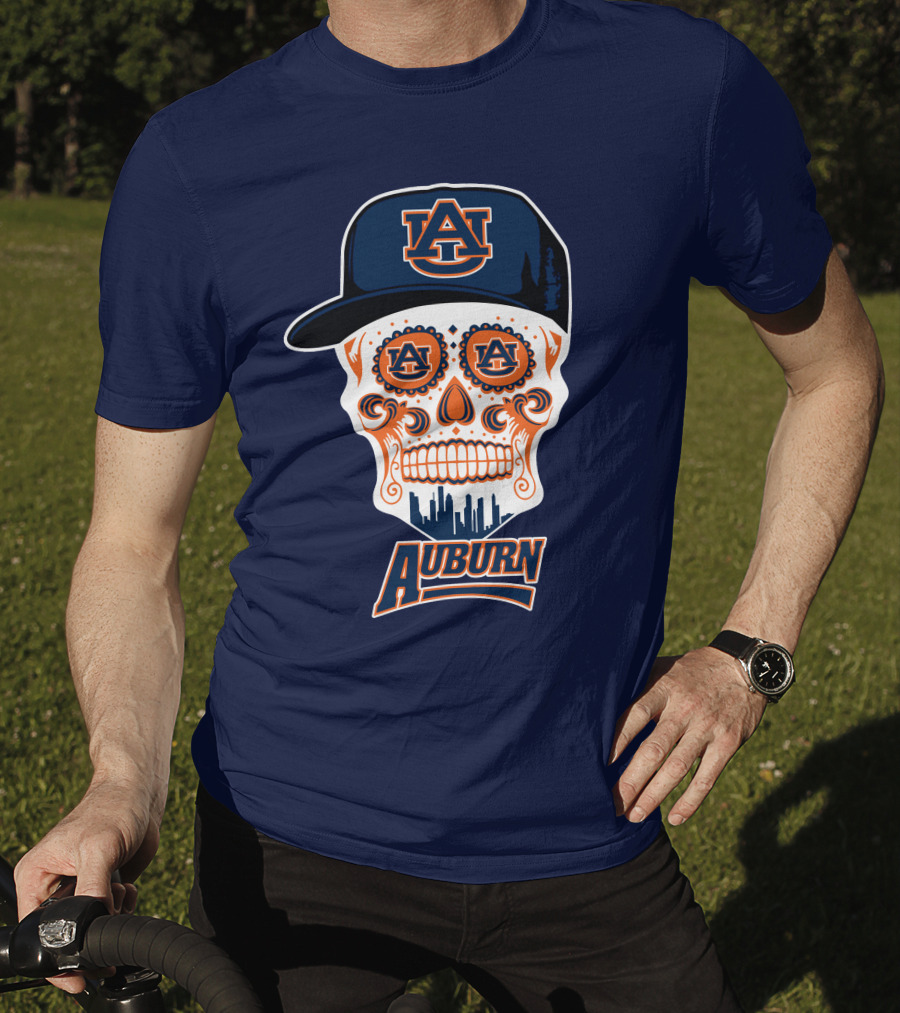 Auburn Tigers Skull With Au Logo And Cap T-Shirt