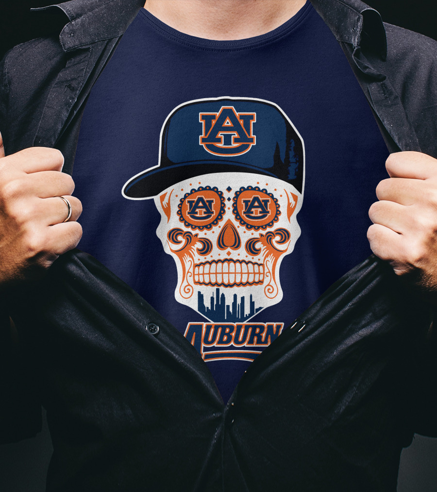 Auburn Tigers Skull With Au Logo And Cap T-Shirt