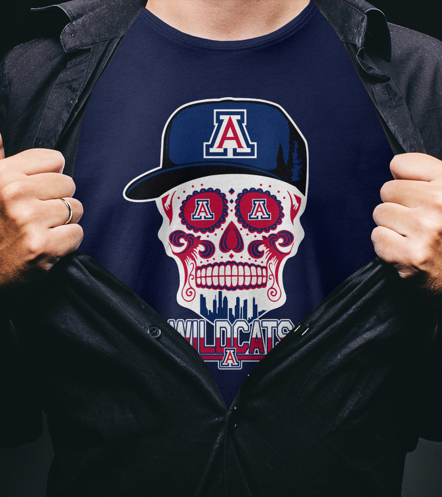 Arizona Wildcats Skull With 'A' Logo And Hat T-Shirt