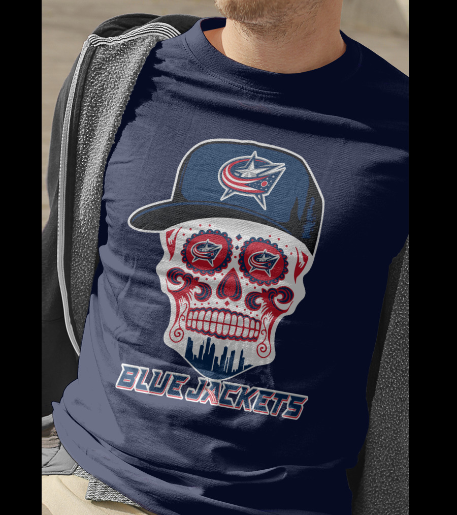 Columbus Blue Jackets Skull Hat Logo Blue Jackets T-Shirt