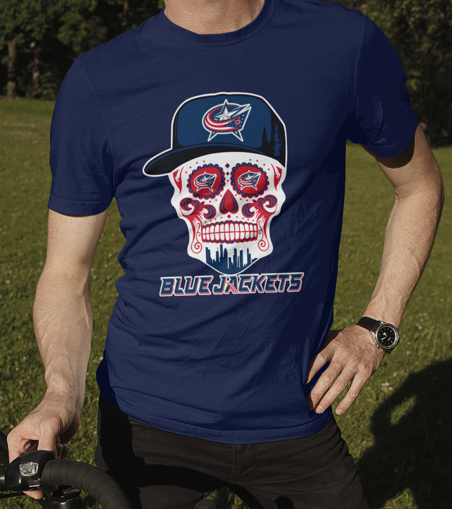 Columbus Blue Jackets Skull Hat Logo Blue Jackets T-Shirt