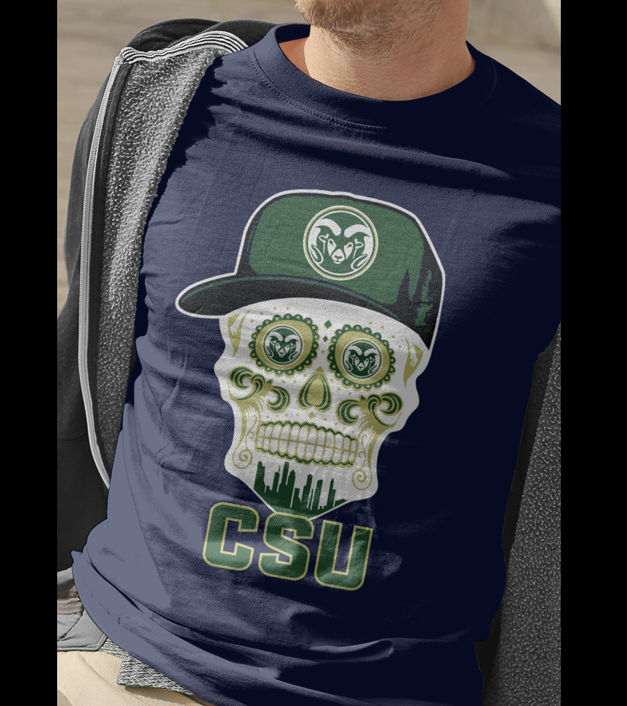 Csu Rams Sugar Skull With Cap T-Shirt