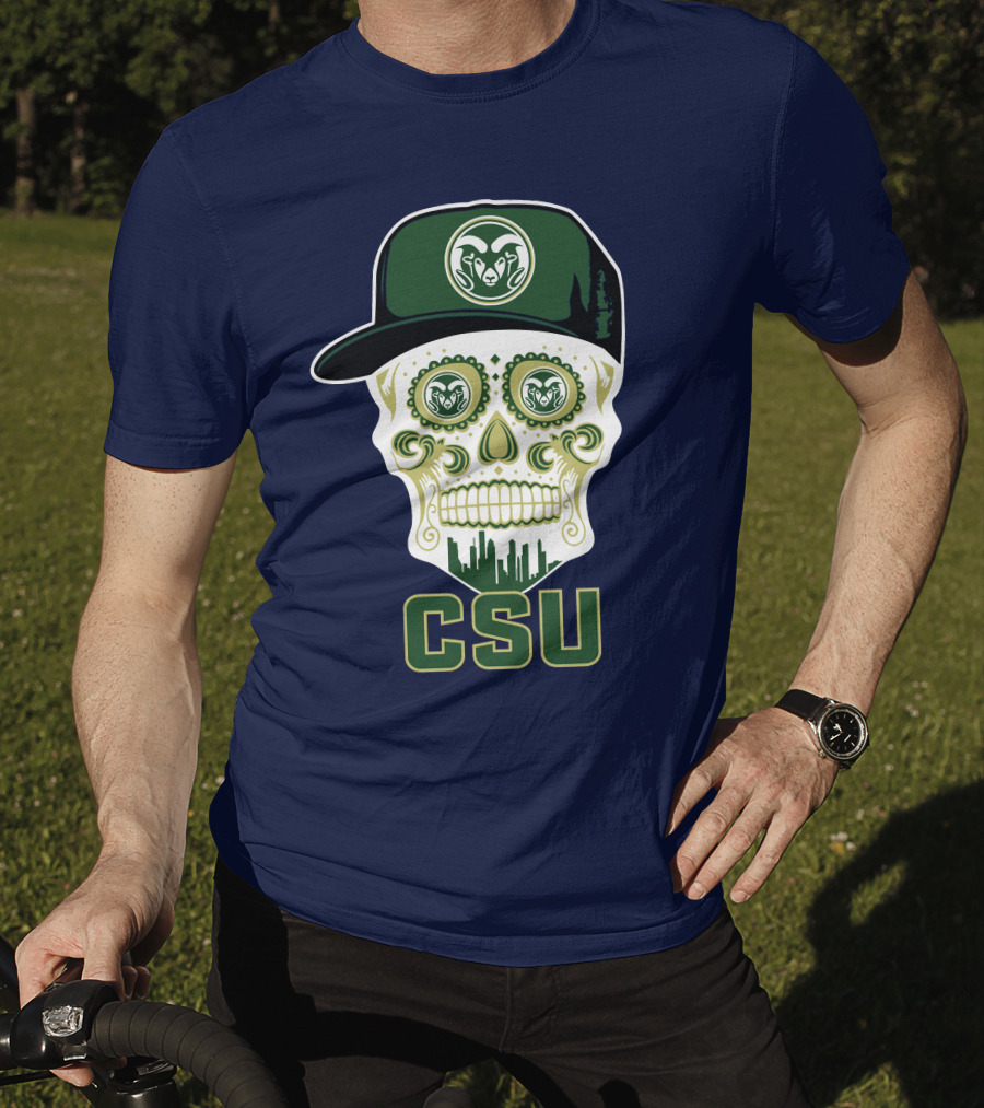 Csu Rams Sugar Skull With Cap T-Shirt