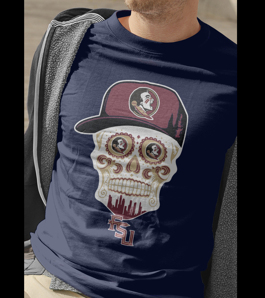 Florida State Seminoles Fsu Skull With Hat T-Shirt