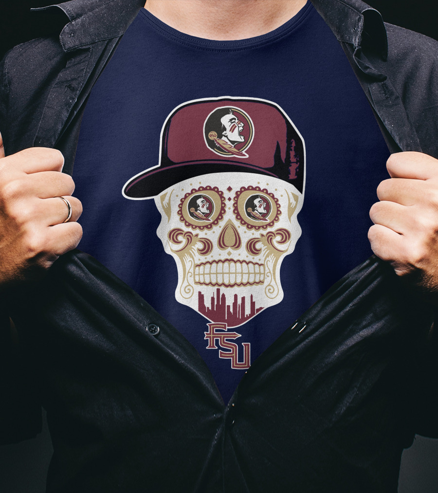 Florida State Seminoles Fsu Skull With Hat T-Shirt