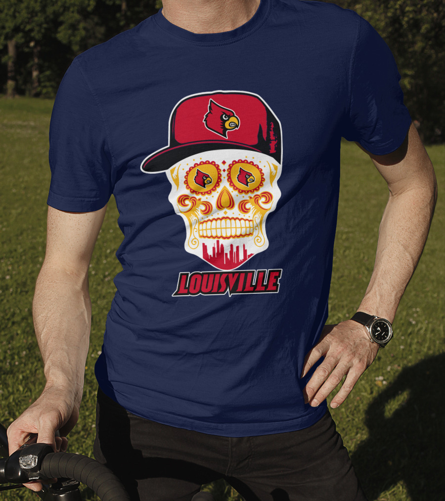 Louisville Cardinals Sugar Skull Cap T-Shirt