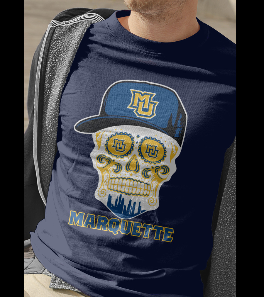 Marquette Golden Eagles Sugar Skull Mu Cap T-Shirt