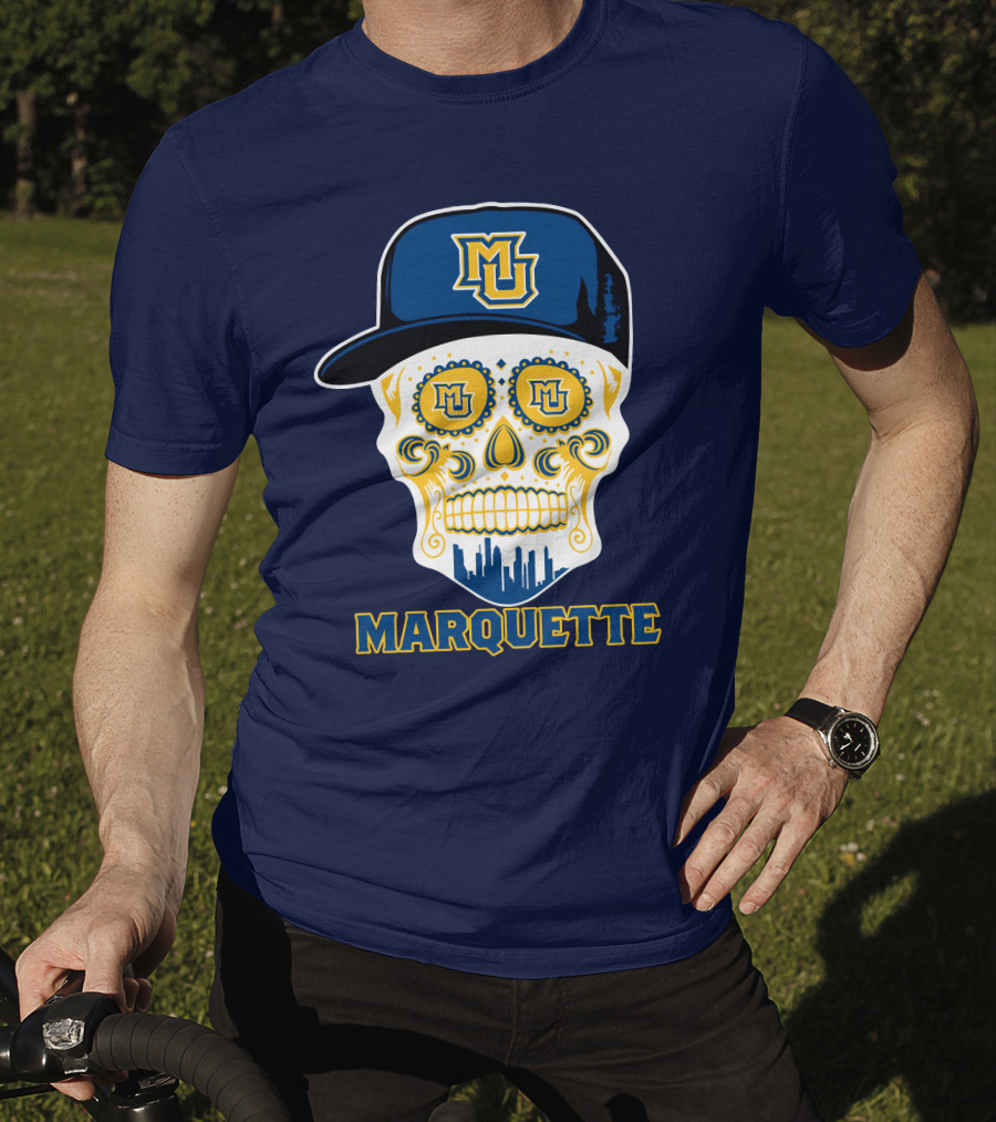 Marquette Golden Eagles Sugar Skull Mu Cap T-Shirt