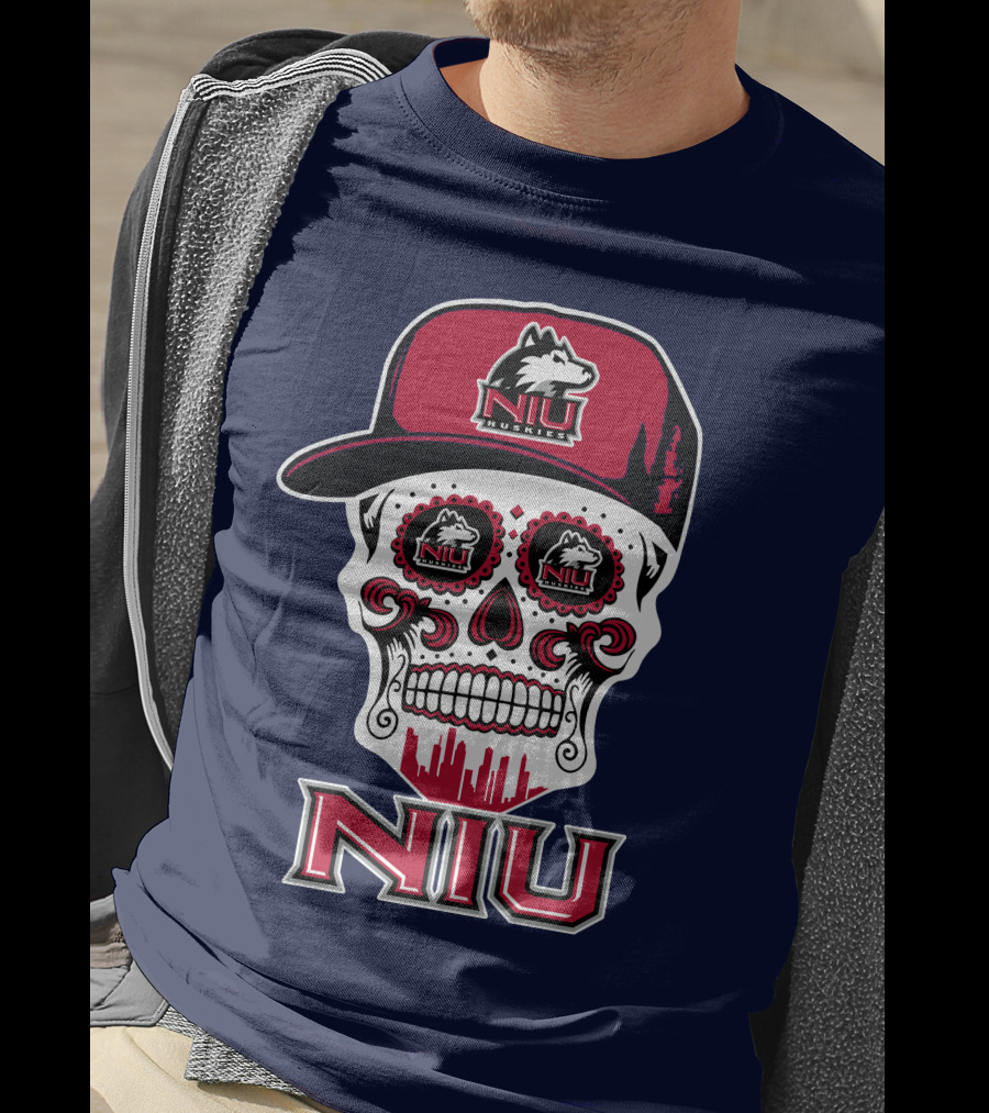 Niu Huskies Sugar Skull T-Shirt