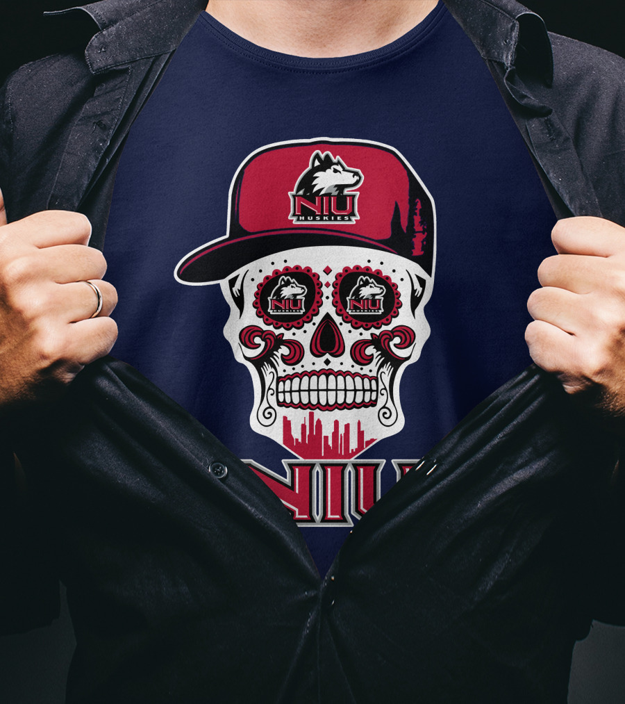 Niu Huskies Sugar Skull T-Shirt