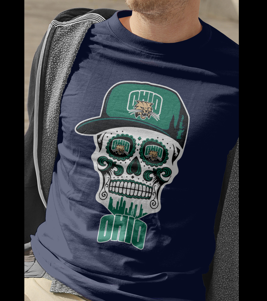 Ohio Bobcats Sugar Skull Urban Cap T-Shirt