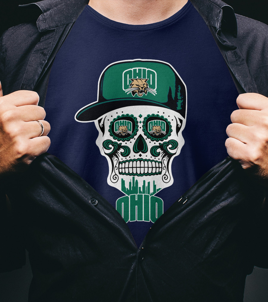 Ohio Bobcats Sugar Skull Urban Cap T-Shirt