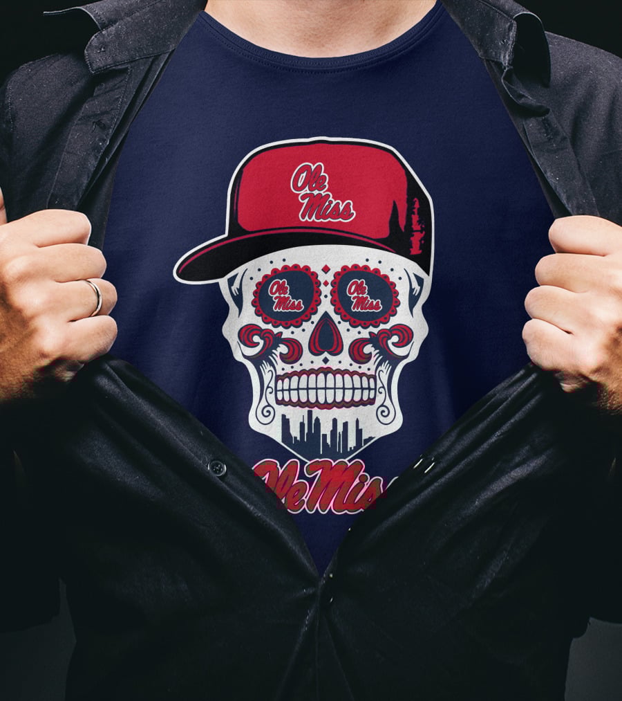 Ole Miss Sugar Skull Cap T-Shirt