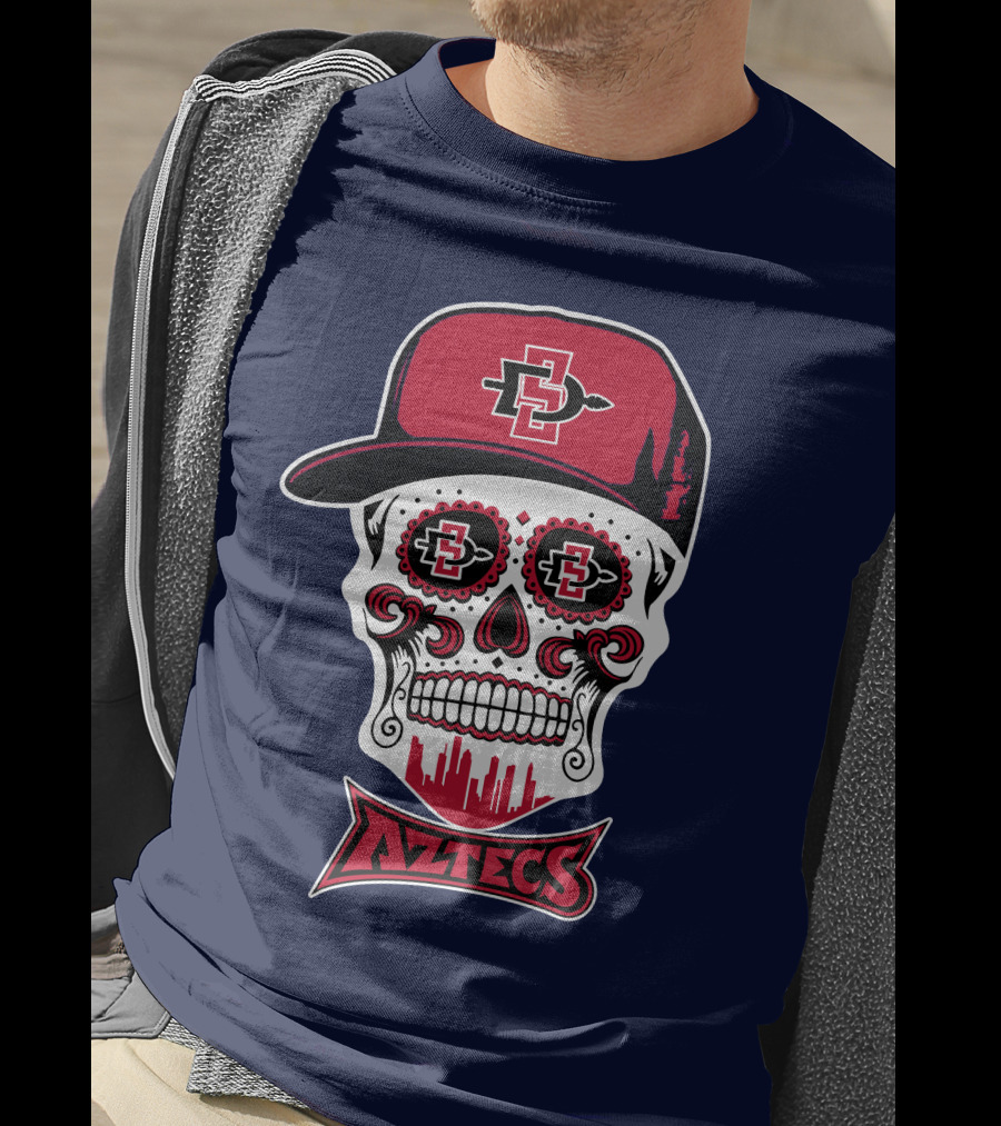 San Diego State Aztecs Skull Cap Icon With Sd Skyline T-Shirt