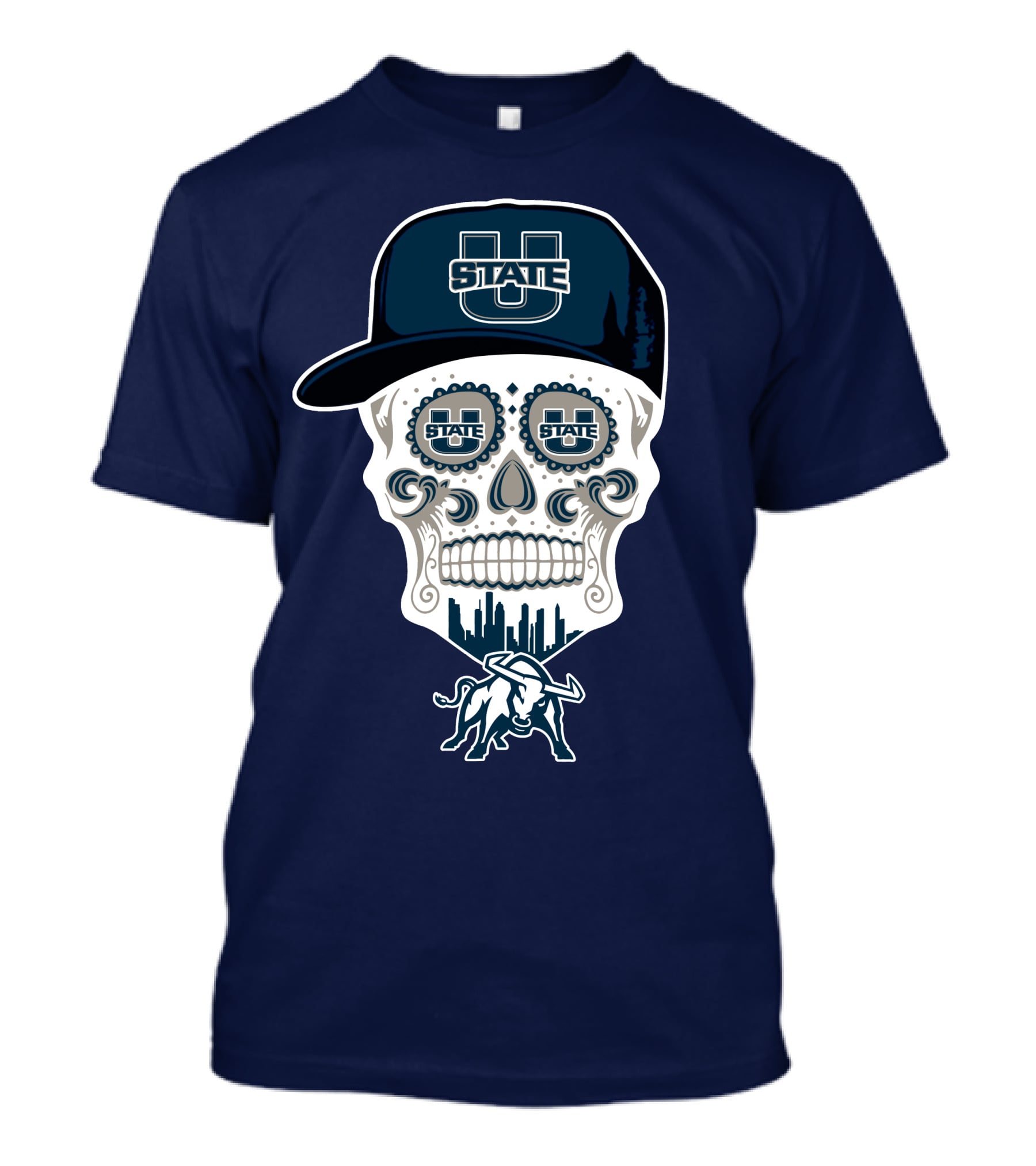 Utah State Aggies Skull Logo U State Hat And Bull T-Shirt