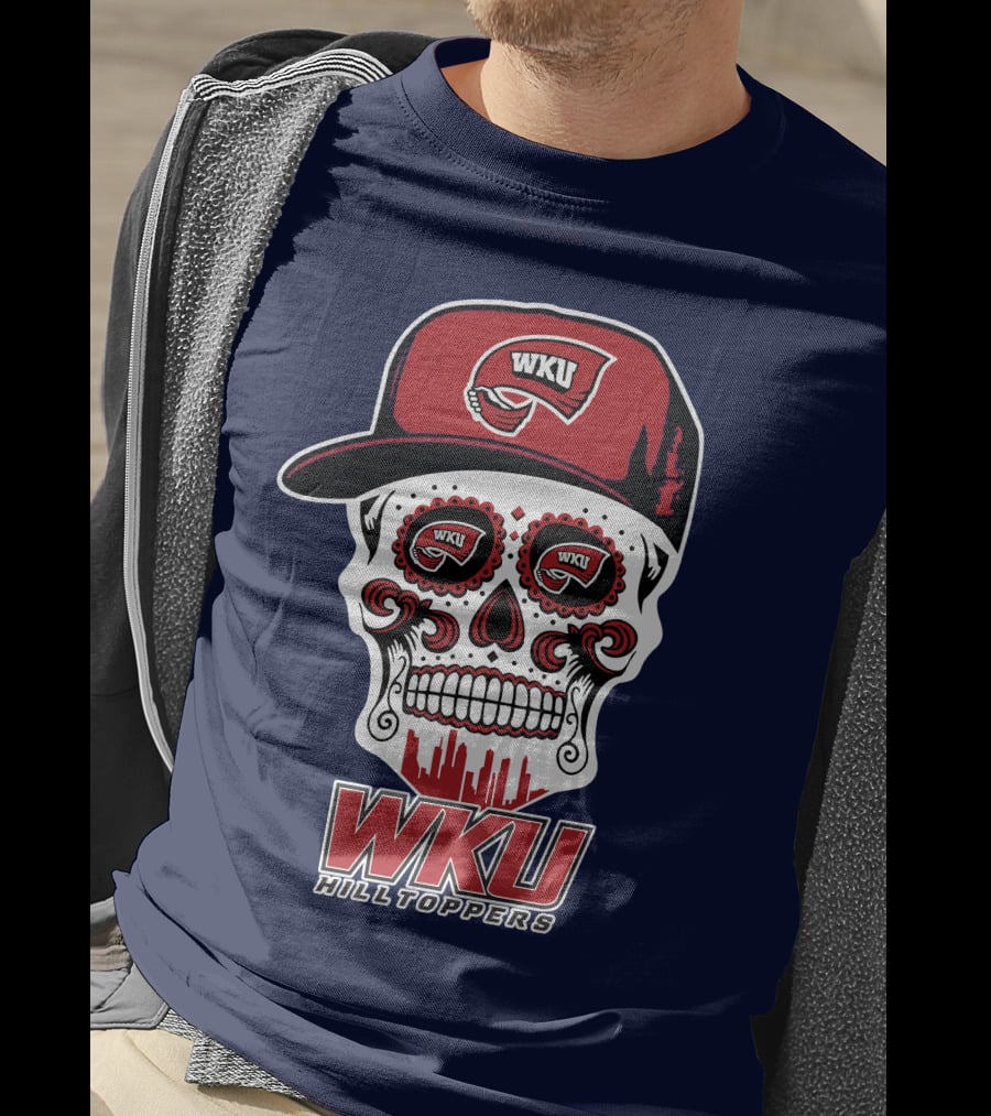 Wku Hilltoppers Sugar Skull With Hat T-Shirt