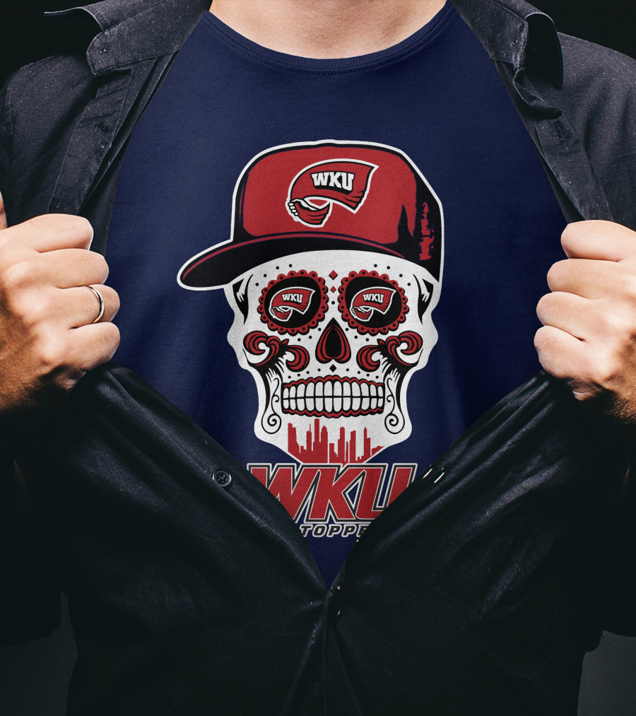 Wku Hilltoppers Sugar Skull With Hat T-Shirt