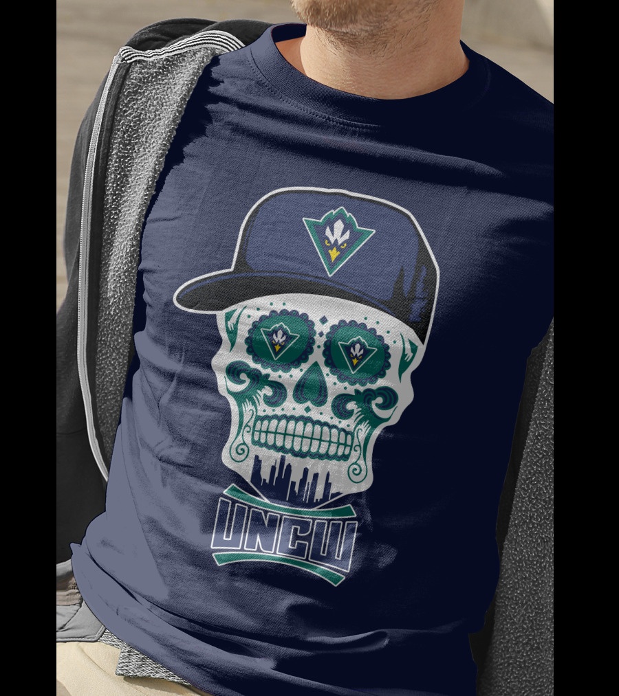 Uncw Seahawks Sugar Skull With Hat T-Shirt