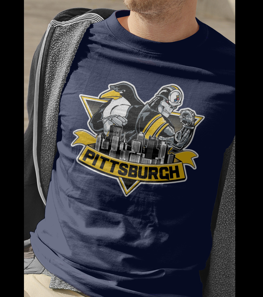 Pittsburgh Steelers Penguins Fusion Skyline T-Shirt