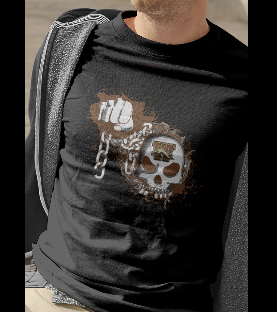 Western Michigan Broncos Skull And Chains Fist T-Shirt