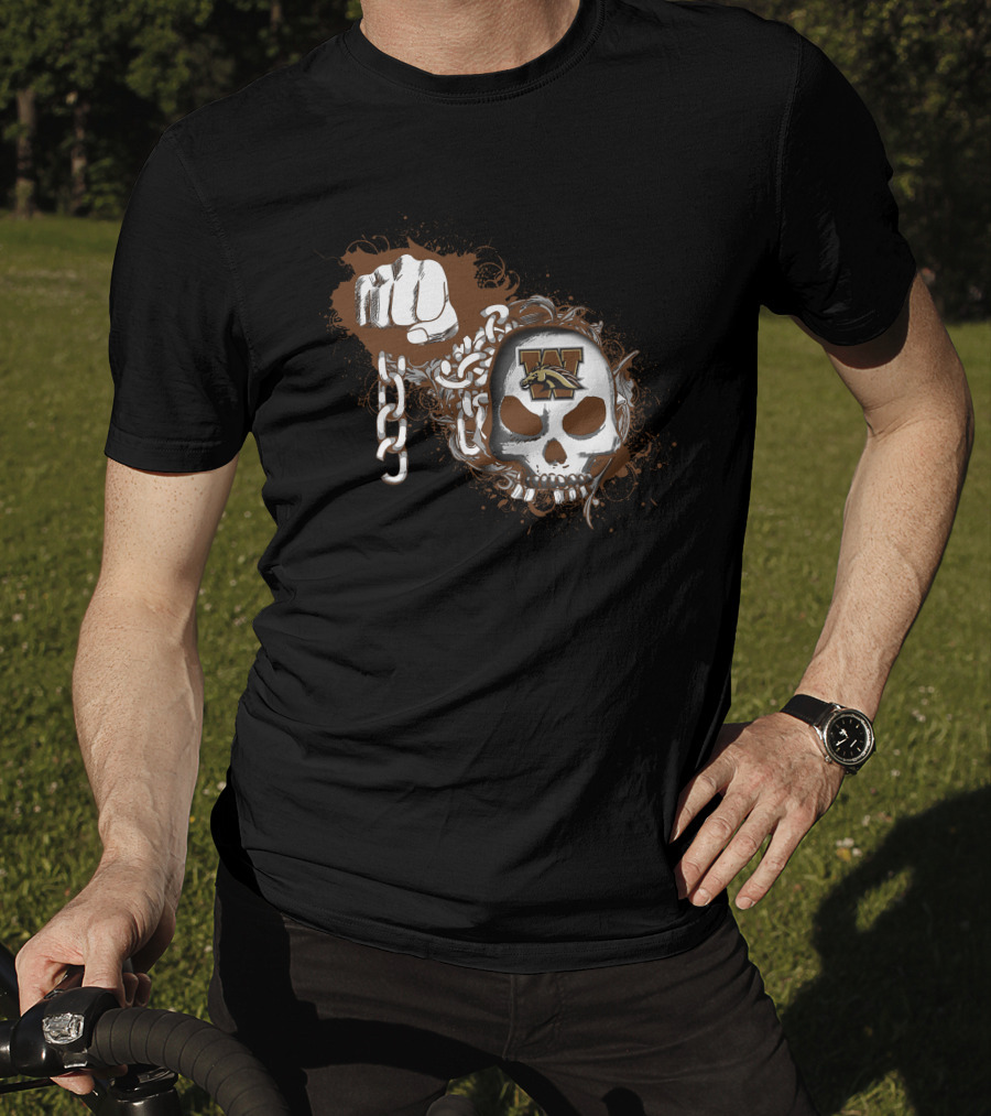 Western Michigan Broncos Skull And Chains Fist T-Shirt