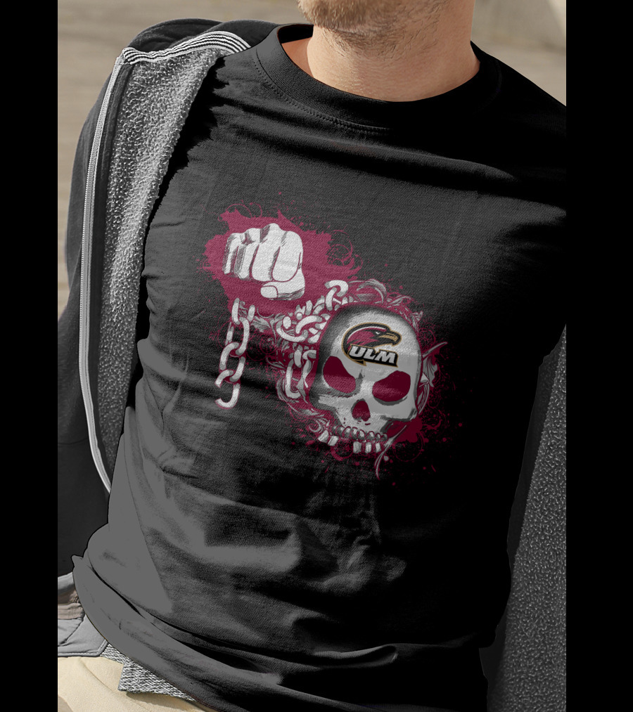 Ul Monroe Warhawks Ulm Skull Chains Fist T-Shirt