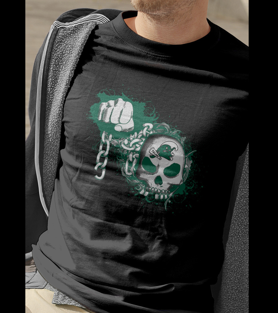Tulane Green Wave Skull Fist Chains T-Shirt