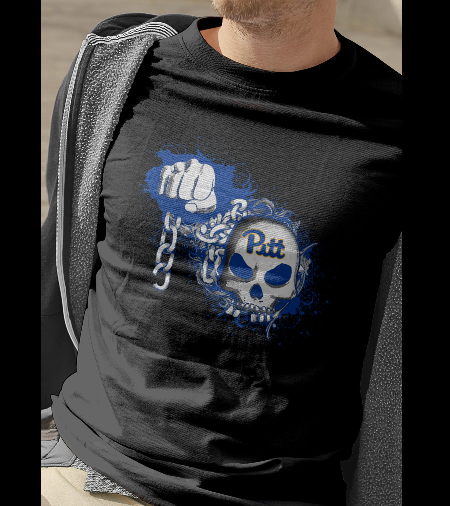 Pitt Panthers Skull And Chain Fist T-Shirt