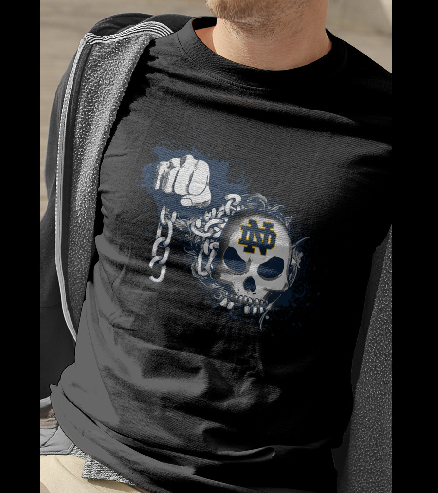 Notre Dame Fighting Irish Skull With Chains And Fist T-Shirt