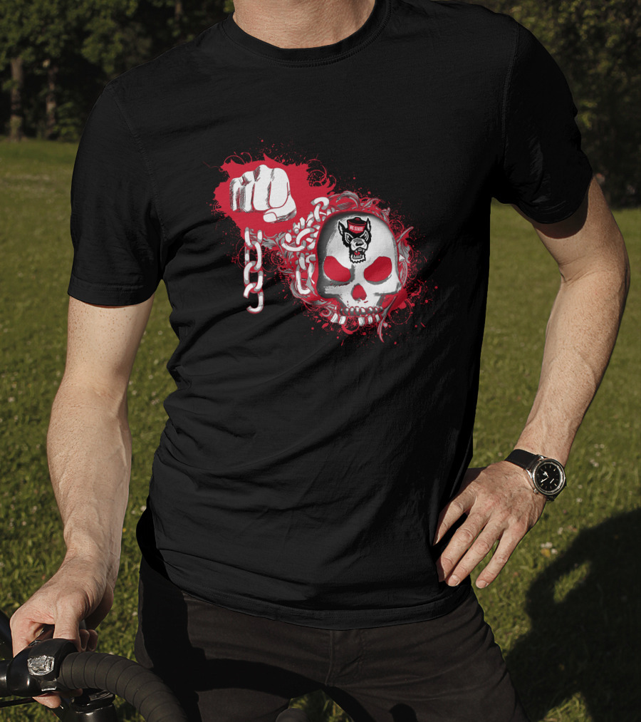 Nc State Wolfpack Skull And Chains Fist T-Shirt