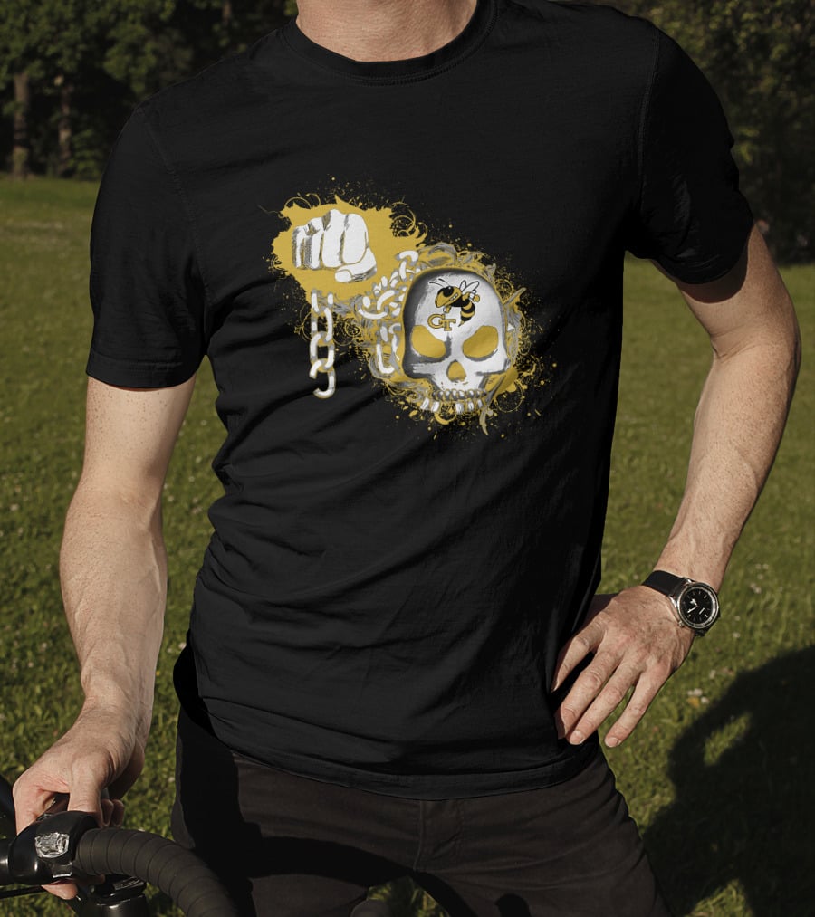 Georgia Tech Yellow Jackets Skull And Fist T-Shirt