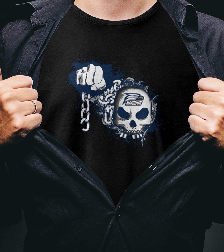 Georgia Southern Eagles Skull And Chains Fist 1989 T-Shirt